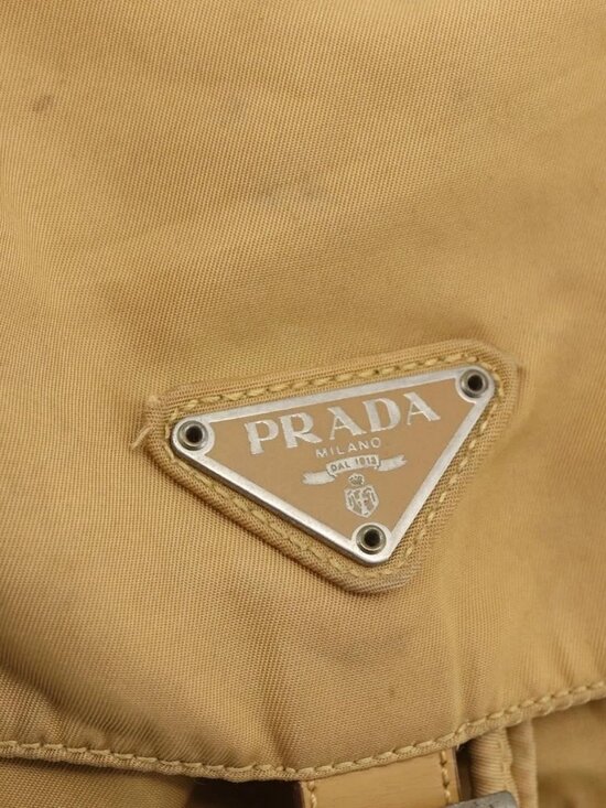 PRADA Backpack Nylon Beige Silver Auth 164263 main image 4
